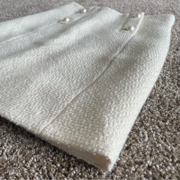 Sandro Dayna Tweed Wool Mini Skirt Women’s Size 2 Ivory White Pearl Button Lined - Picture 7 of 16